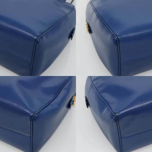 CELINE Shoulder Bag Leather Blue Gold - Picture 10 of 12